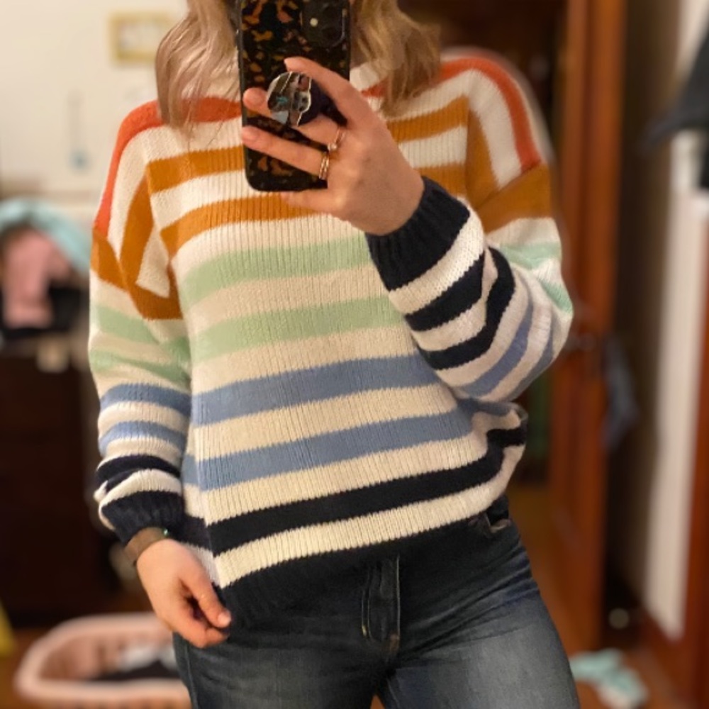 Zesica Rainbow Stripe Knit Pullover Medium Sweater - Picture 16 of 16